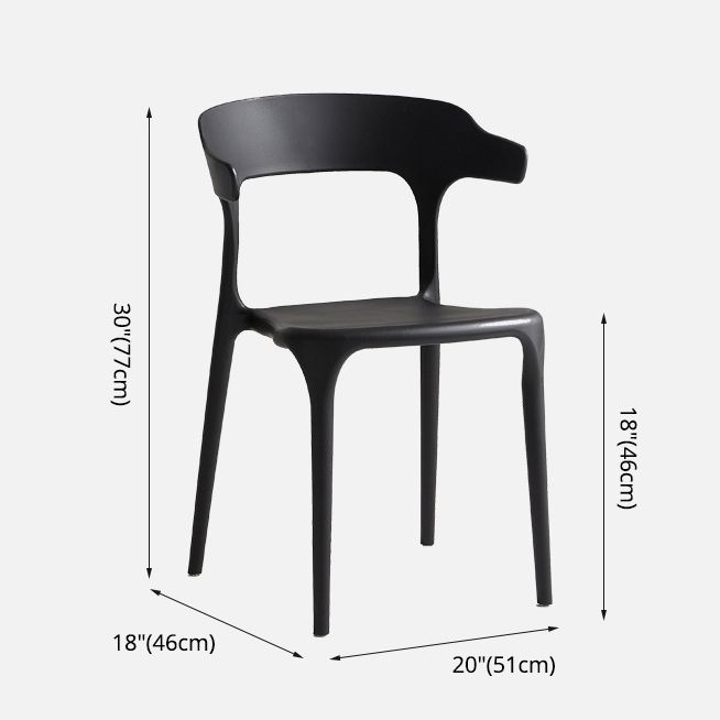 Kunststoff moderner Küchenseitenstuhl 20 '' breiter mattes Finish Armstuhl mit 4 Beinen
