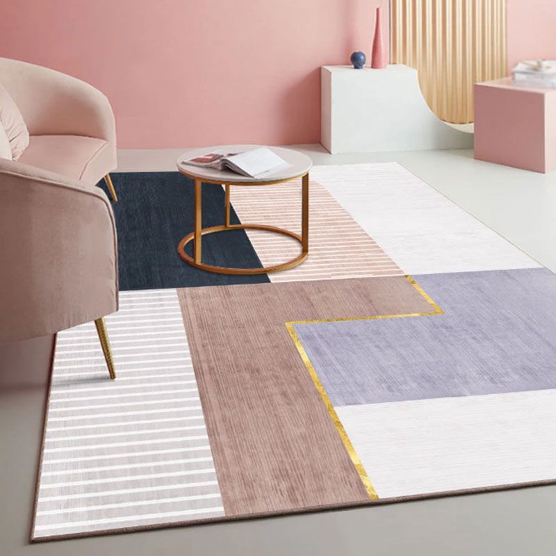 Minimalist Geometry Pattern Rug Polyester Carpet Washable Indoor Carpet for Home Decoration