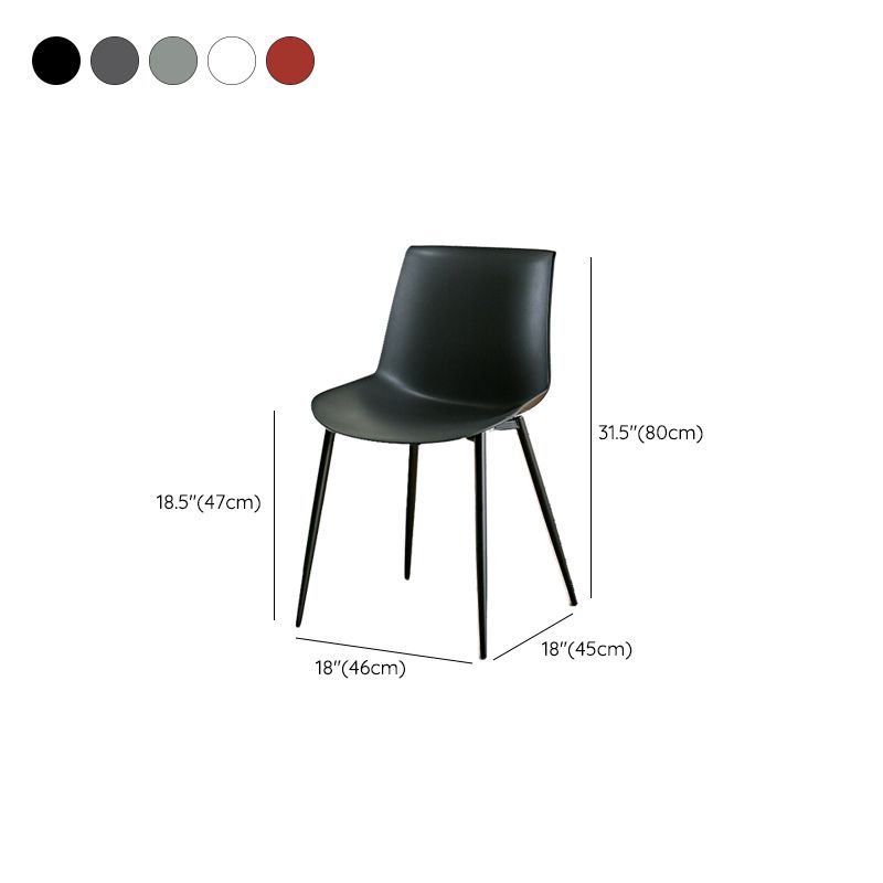 Nordic Solid Back Side Chair Plastic Indoor Arm Chair with Metal Base for Restaurant