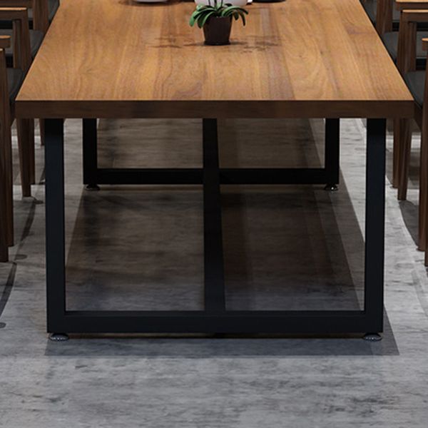 Metal Industrial Rectangle Table Pine Wood Top Indoor Table with Trestle