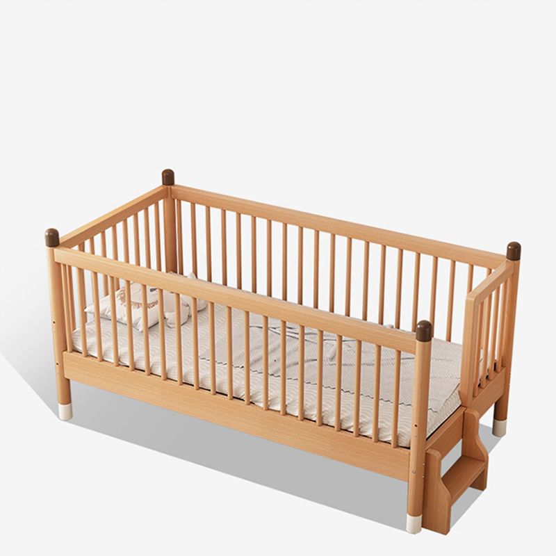 Traditional Wooden Nursery Bed Rectangle Pure Color Baby Crib