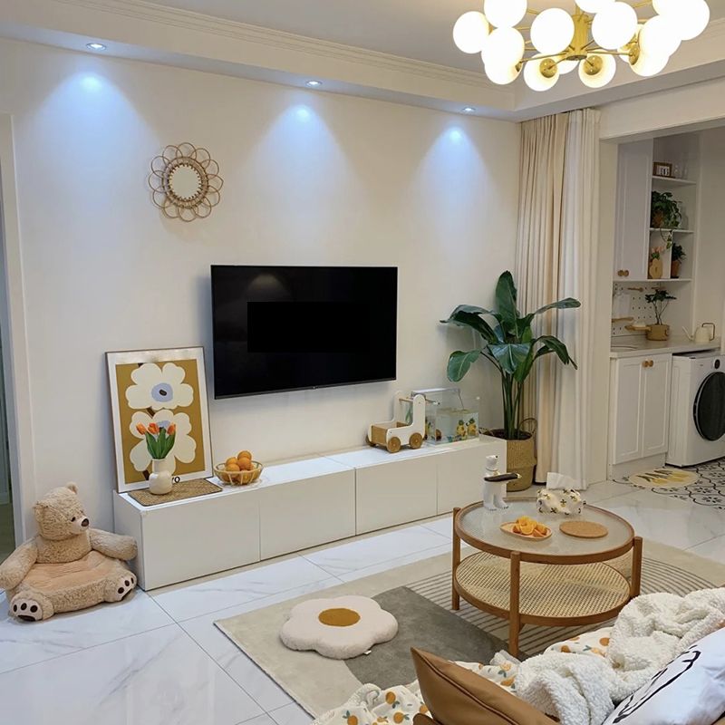 12 / 16 - Inch TV Console Faux Wood TV Console Stand With Cabinets / Drawers in White