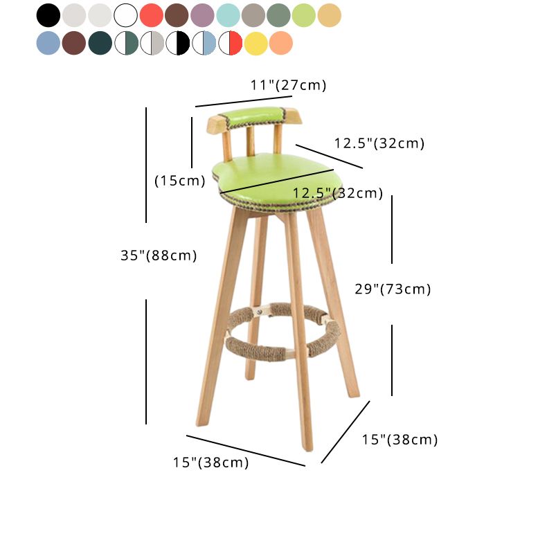Tradition Armless Backrest Counter Stool Wood Household Bar Stool with Pedal