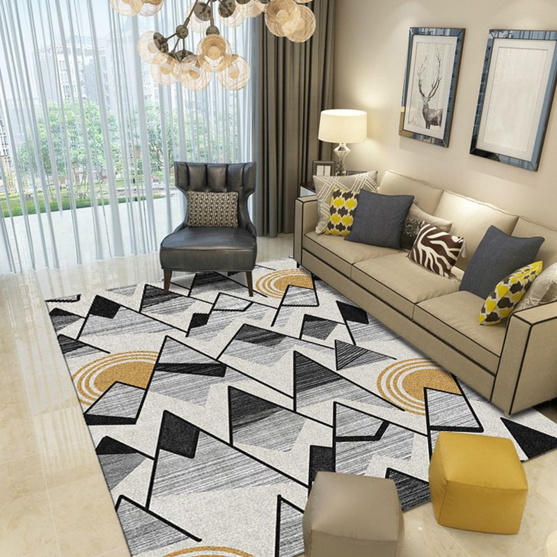 Yellow Modern Rug Polyester Graphic Rug Non-Slip Backing Rug for Home Decor
