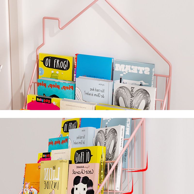 Scandinavian Closed Back Ladder Bookshelf Metal Bookcase with Shelves