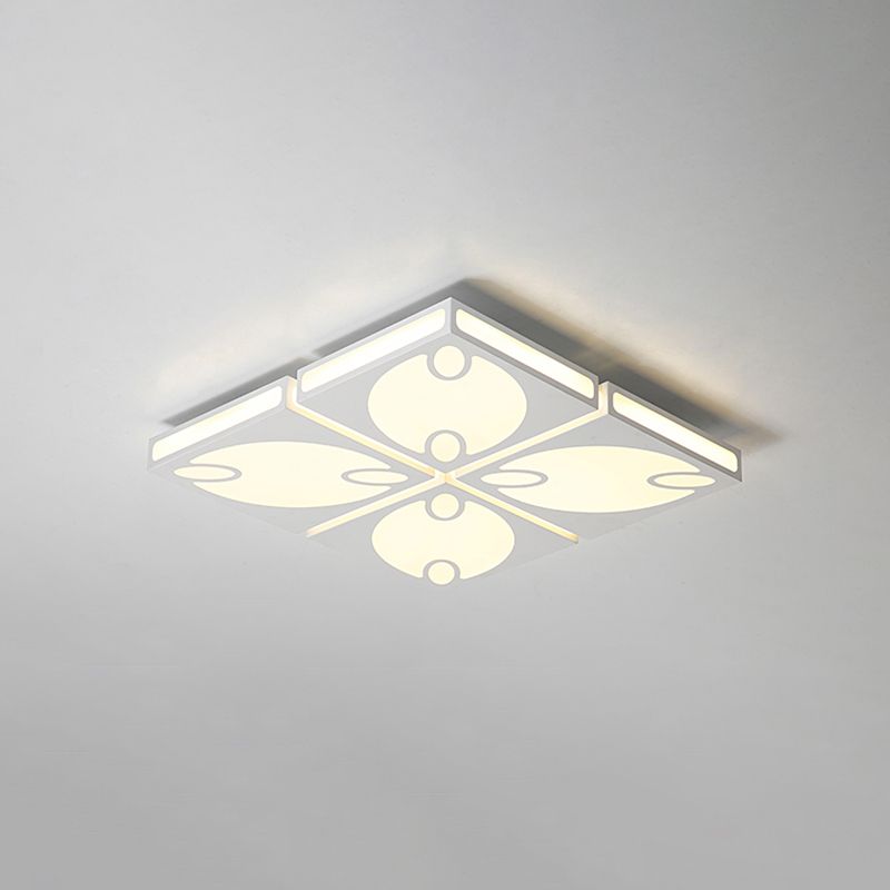 Vierkante Plafond Opgezette Licht met Ovaal Patroon Hedendaagse Acryl 19.5"/23.5" W LED Zwart/Wit Flush Mount Lamp, Warm/Wit Licht