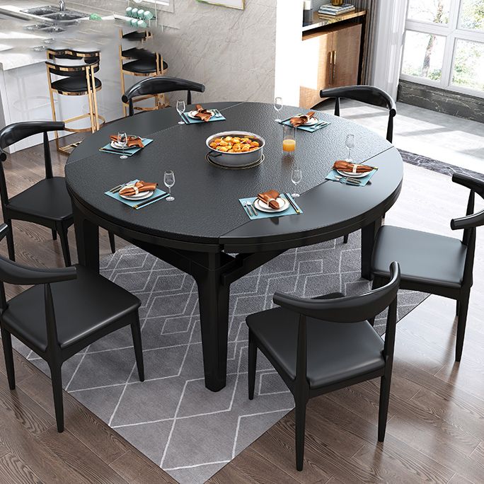 Round Dining Site Table Contemporary Style Stone Furniture with Drop-Leaf