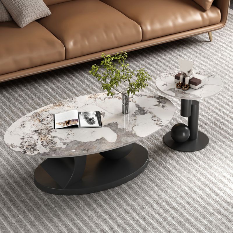 Glam Abstracts Coffee Cocktail Table Oval Cocktail Table for Home