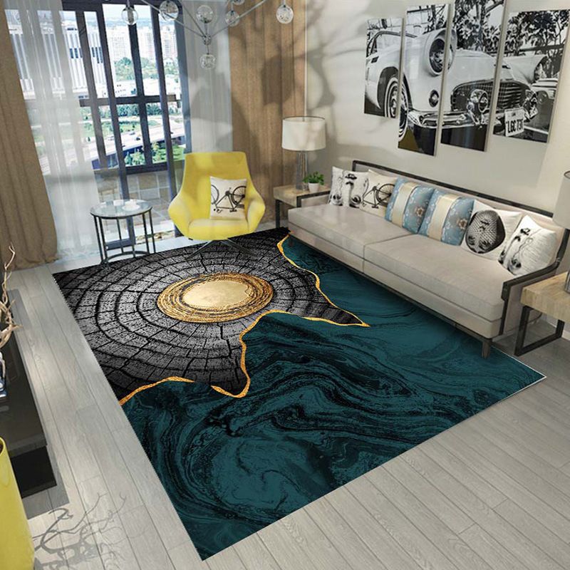 Black Minimalist Area Rug Polyester Graphic Rug Non-Slip Backing Indoor Rug for Living Room