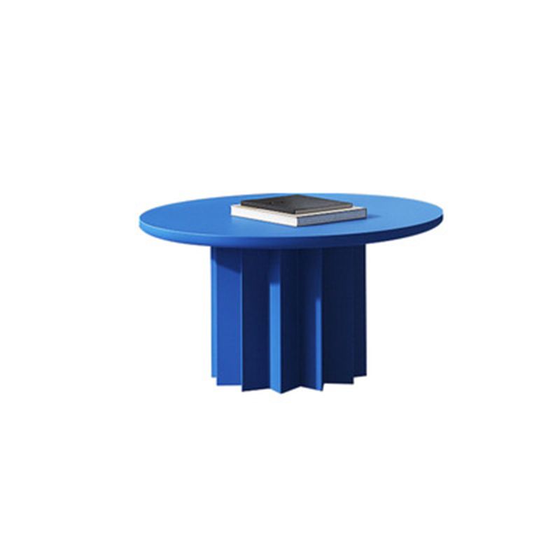Solid Wood Blue/white/green/black Single Foot Base Design Round Coffee Table