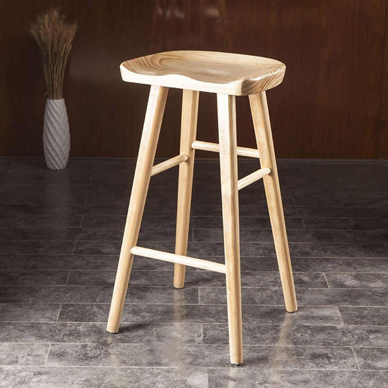 Modern Armless Backless Counter Stool Wood Milk Tea Shop Bar Stool with Seat