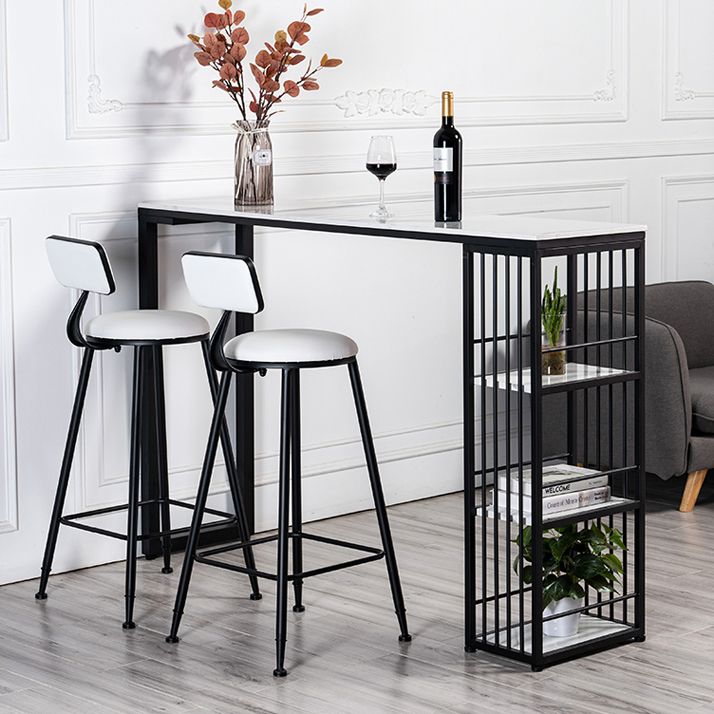 Modern 1/3 Pieces Bar Table Set Rectangle Stone Counter Table with High Stools for Cafe