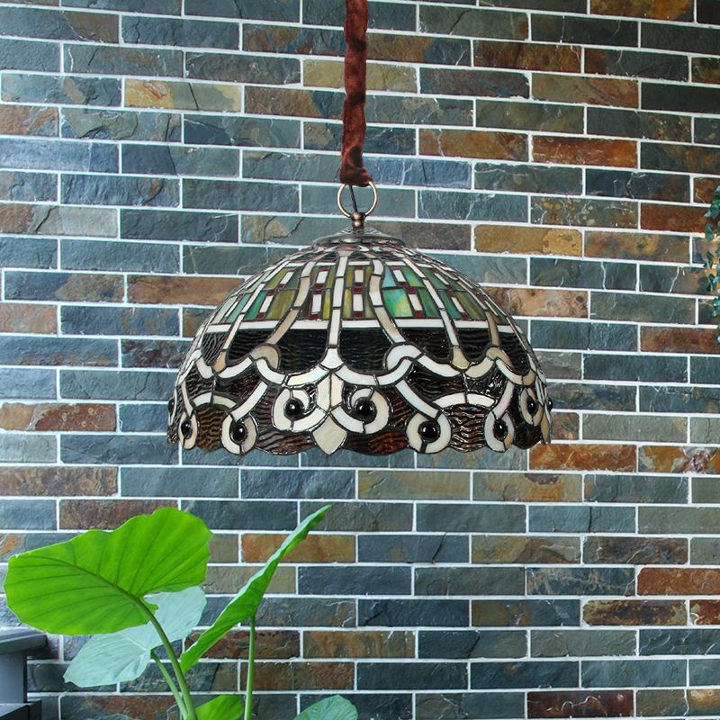 Baroque Doled Proche Chandelier 3 Bulbes Lampe de goutte à vitre tachée à la main en laiton