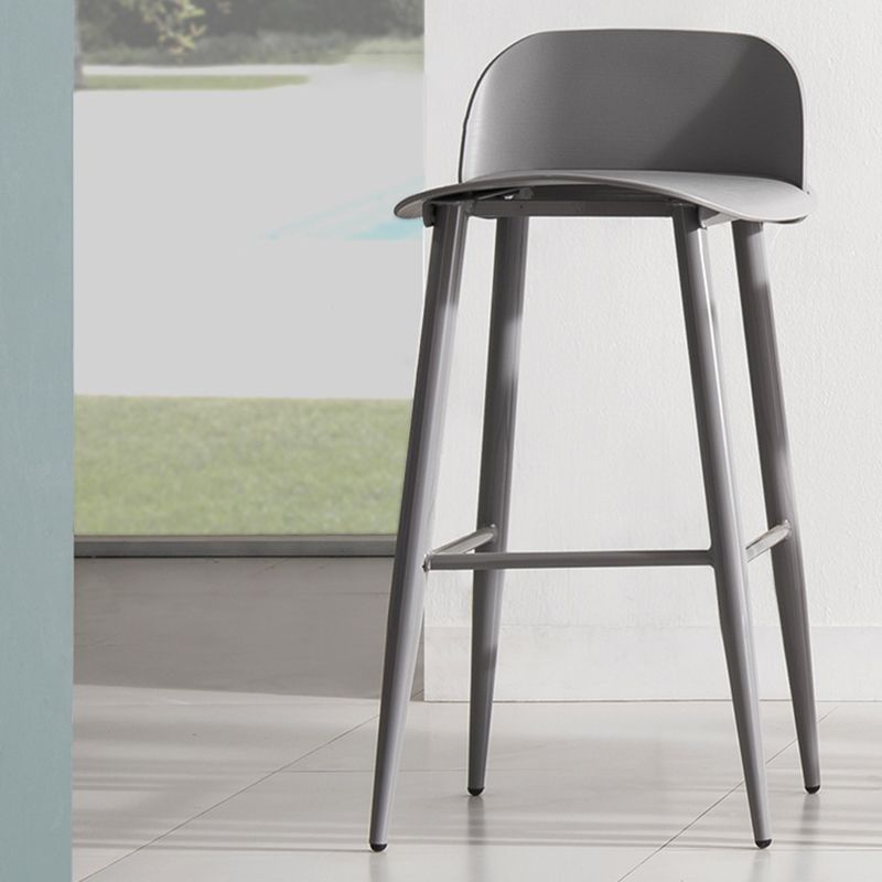 Glam Living Room Bar Height Stool Plastic Bar Stool with Iron Legs