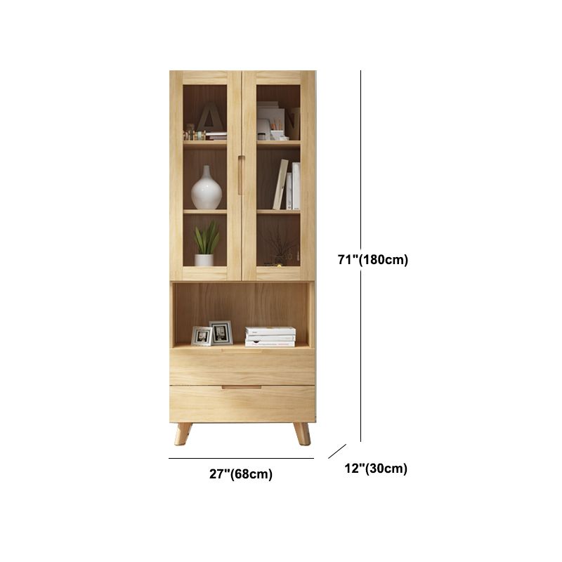 12" Wide Dining Hutch Modern Pine 2-Door Hutch Cabinet for Dining Room