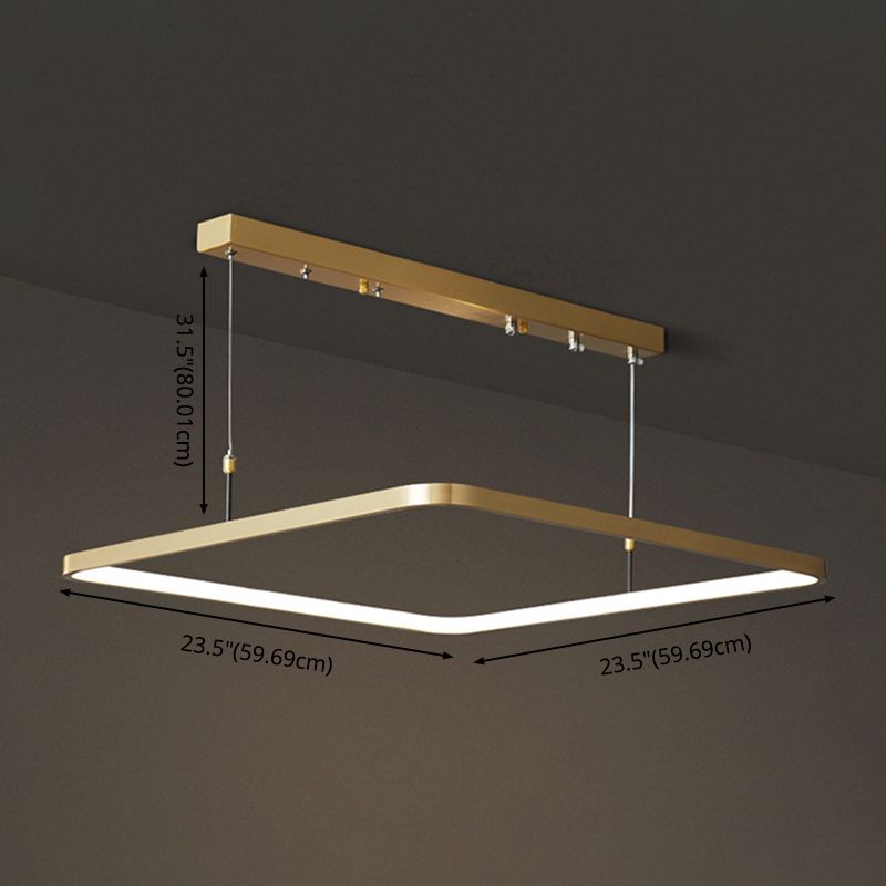 LED Bedroom Ceiling Pendant Light Modern Chandelier Light Fixture with Square Metal Shade