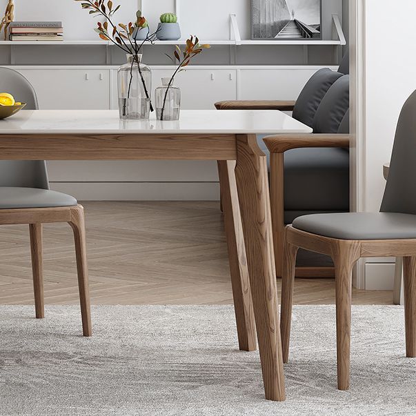 Mesa de comedor de piedra sinterizada industrial Mesa de comedor de cocina rectangular con 4 patas base