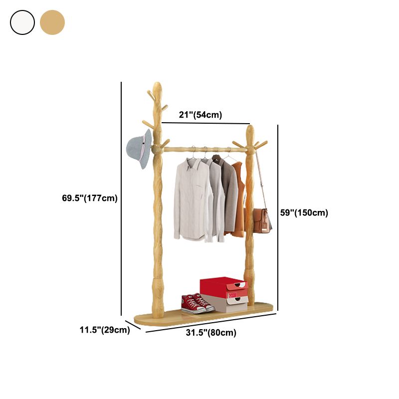 Contemporary Style Open Armoire Pine Wood Armoire with Clothing Rod