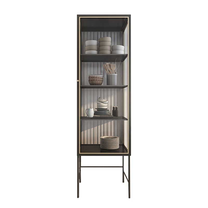 Modern Glass Doors Curio Cabinet Metal Buffet Cabinet for Living Room