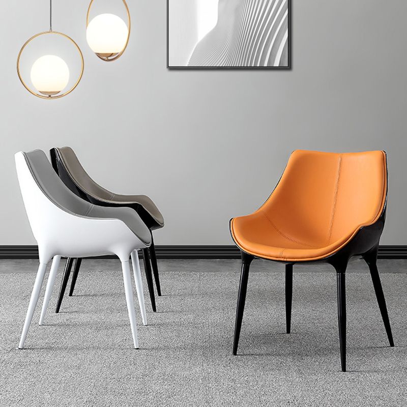 Sillas de comedor estilo moderno Sillas auxiliares con brazos de cocina y patas de metal (juego de 2)
