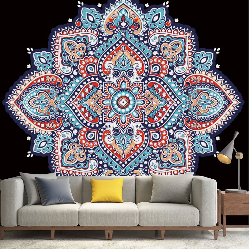 Pink-Blue Bohemia Wallpaper Murals Whole Flowers Pattern Wall Covering for Living Room