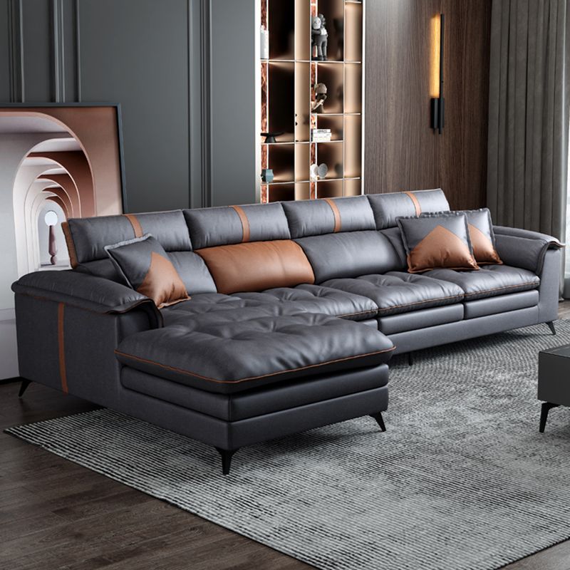 Pillow Top Arm Sectional Sofa 37.4"High Fabric Adjustable Cushion Back Sofa