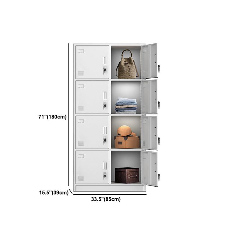 Contemporary Style Metal Wardrobe White Colour Soft Close Doors Wardrobe Closet