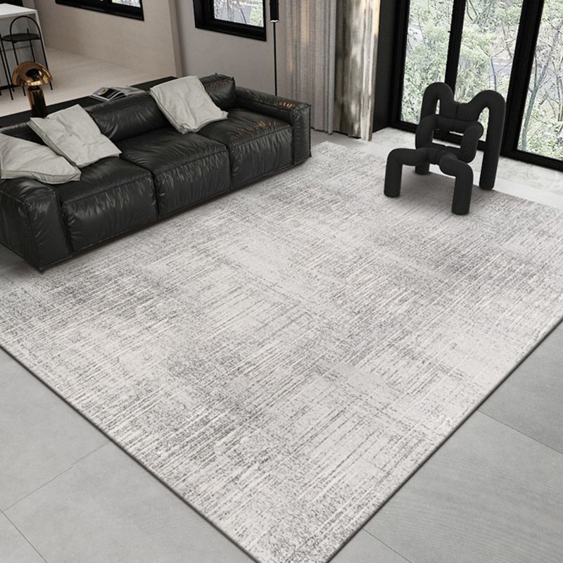 Zone de couleur unie moderne tapis en polyester gris tapis de soins faciles pour la décoration intérieure