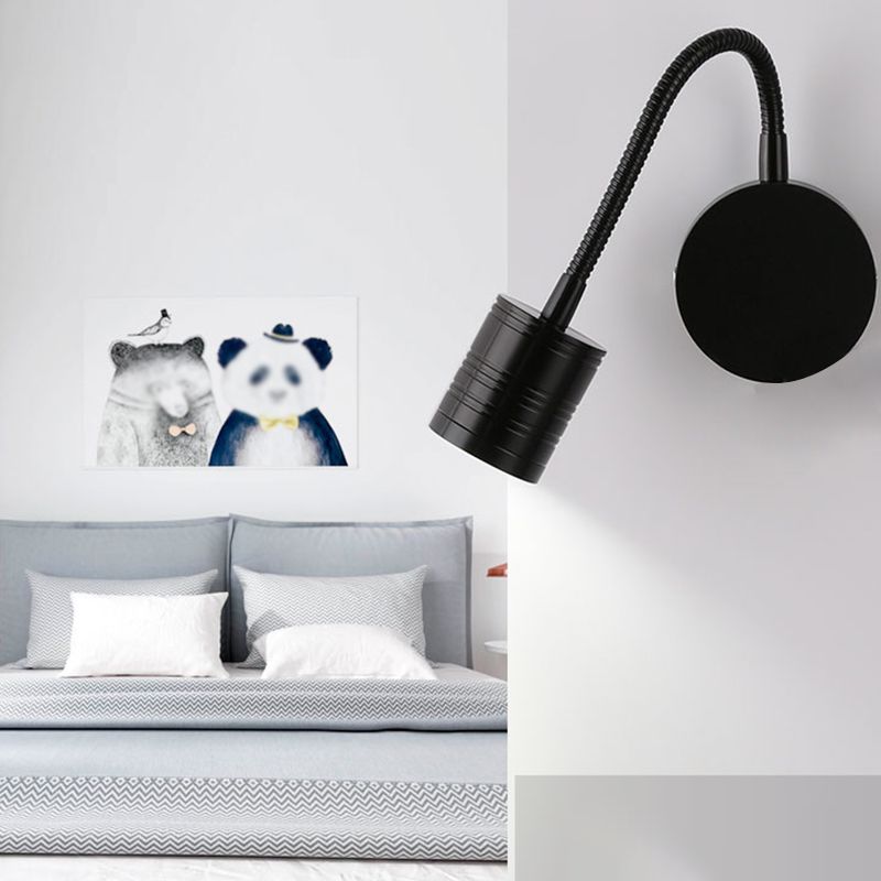 Éclairage mural de cylindre en métal style contemporain 1 éclairage de lecture murale lumineuse