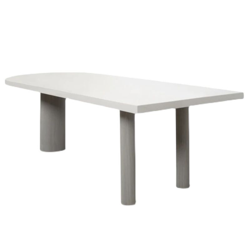 Mesa de comedor de madera maciza para el hogar de estilo moderno, mesa de forma libre con base de 3 patas