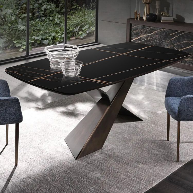 Mesa de comedor rectangular, mesa de cena de piedra de lujo tradicional para interiores