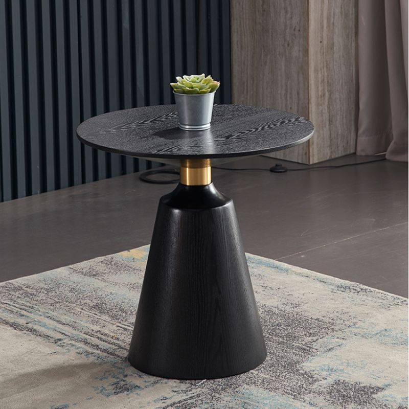Contemporary Solid Wood Pedestal Round Living Room Side End Table
