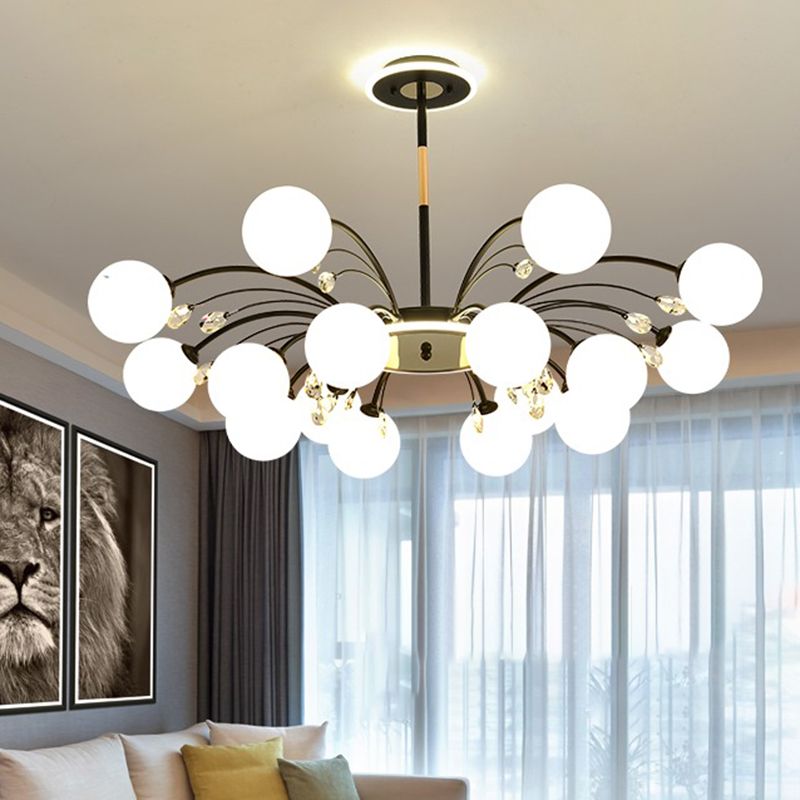 Black Glass Modern Pendant Lighting Fixtures Sputnik Hanging Lights for Living Room