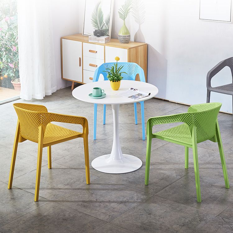 Contemporary Style Multicolor Dining Arm Chair Plastic Stacking Arm Chair