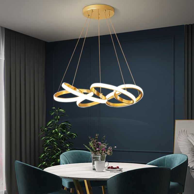 Lámpara de colgación LED lineal dorada en una lámpara de aluminio moderna ajustable con sombra acrílica