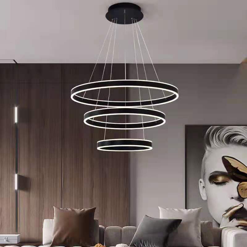 Rings Suspended Lighting Fixture Contemporary Style LED Metal Chandelier Lighting