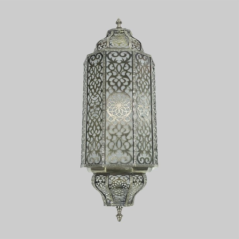 White Glass Half Cylinder Sconce Antiqued 4-Head Restaurant Wall Flush Mount Light