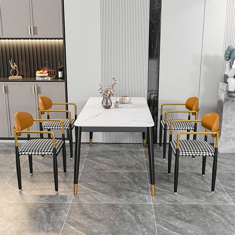 Glam Rectangle Dining Table Set 1/4/5/7 Pieces Dinette Set with Sintered Stone Top