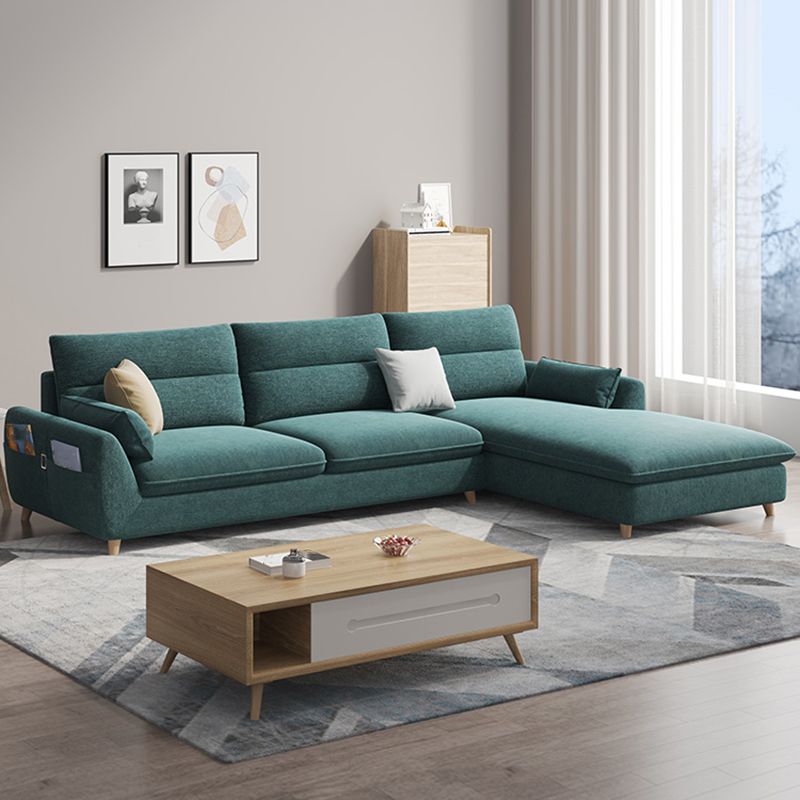Emerald Green Modern Pillow Top Arm Sectional for Apartment, Living Room