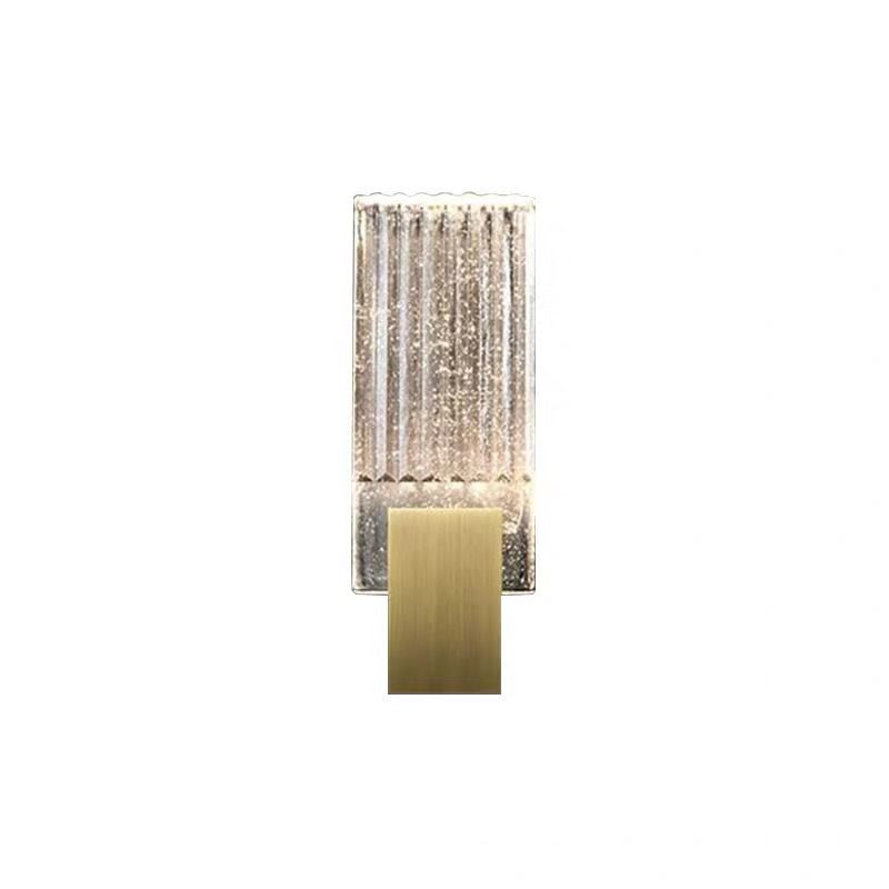 Modern Brass Wall Light Rectangle Wall Sconce with Crystal for Living Room