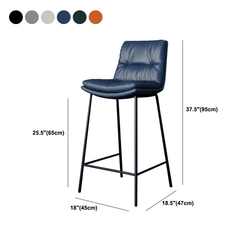 Scandinavian Metal Barstool Faux Leather Counter Stool With Iron 4 Legs