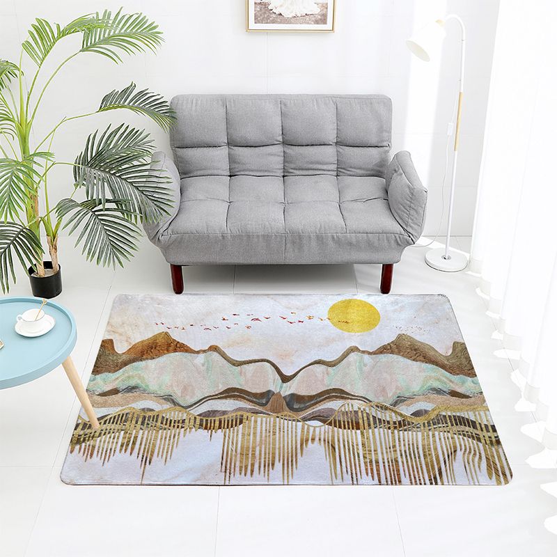 Orange Modern Carpet Polyester Graphic Carpet Stain Resistant Carpet for Home Decor