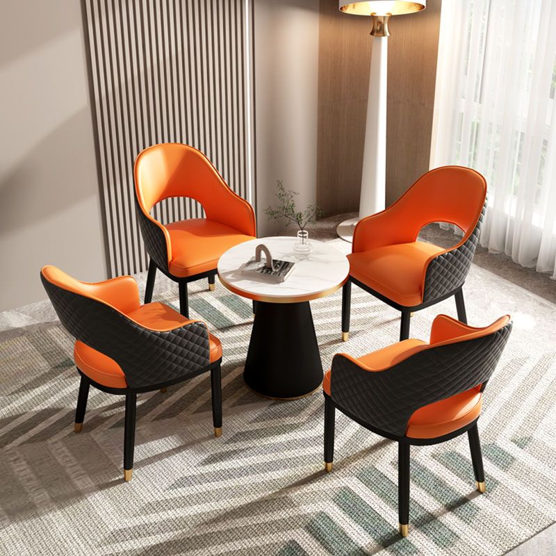 Silla escandinava con brazo trasero abierto, silla lateral de piel sintética