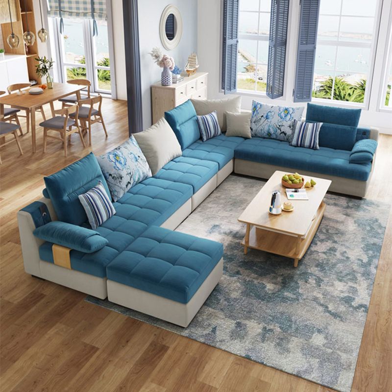 Contemporary Pillow Top Arm Sectional Couch  Velvet Sectional sofa