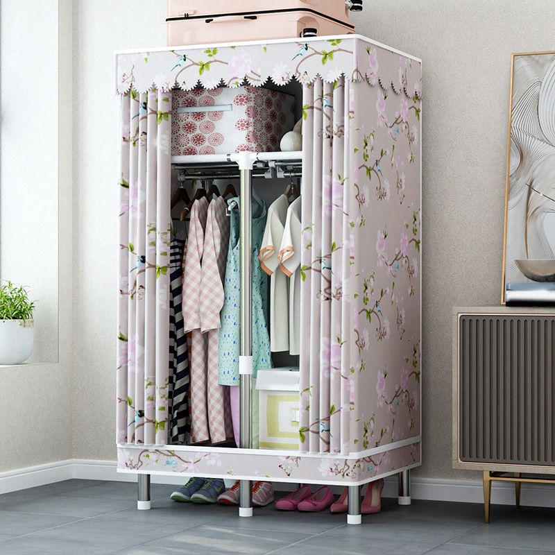 Contemporary Wardrobe Closet with Shelves Metal Wardrobe Armoire