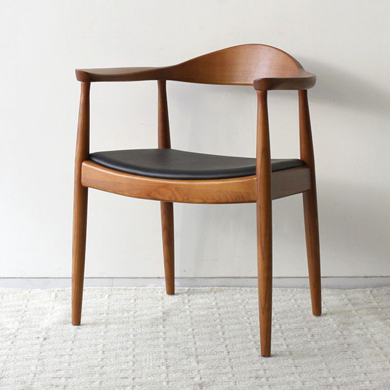 Silla de madera de fresno de estilo tradicional, juego de sillas de comedor de cocina con brazo trasero abierto