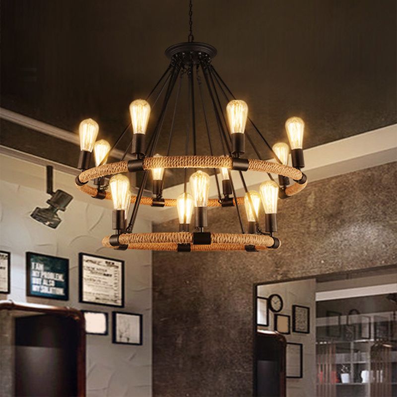 Candelier Costilla Ligera Circular Circular Costilería colgante colgante en negro