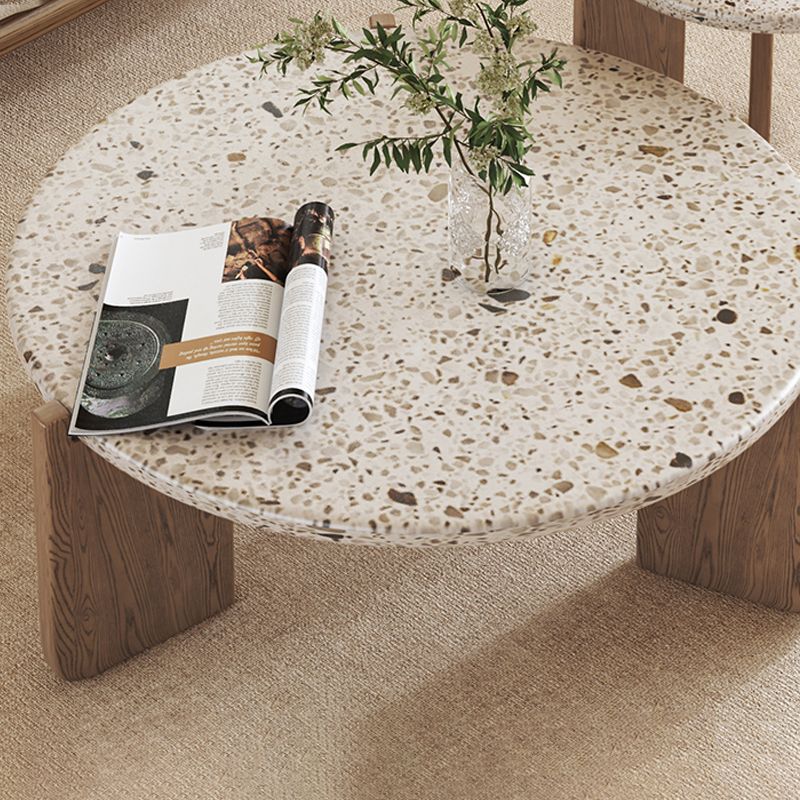 Contemporary Coffee Table 3 Legs Round Slate Coffee Cocktail Table