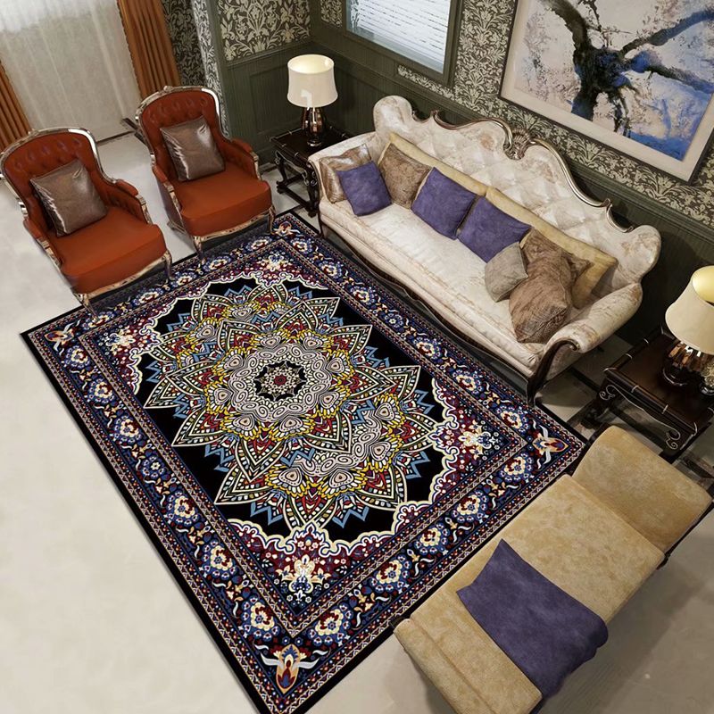 Moroccan Paisley Pattern Carpet Polyester Indoor Rug Pet Friendly Area Rug for Living Room