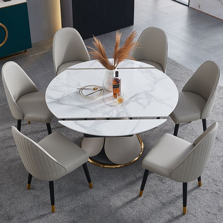 Sillas de comedor de madera Glam sin brazos, sillas de comedor de piel sintética para uso doméstico (juego de 2)